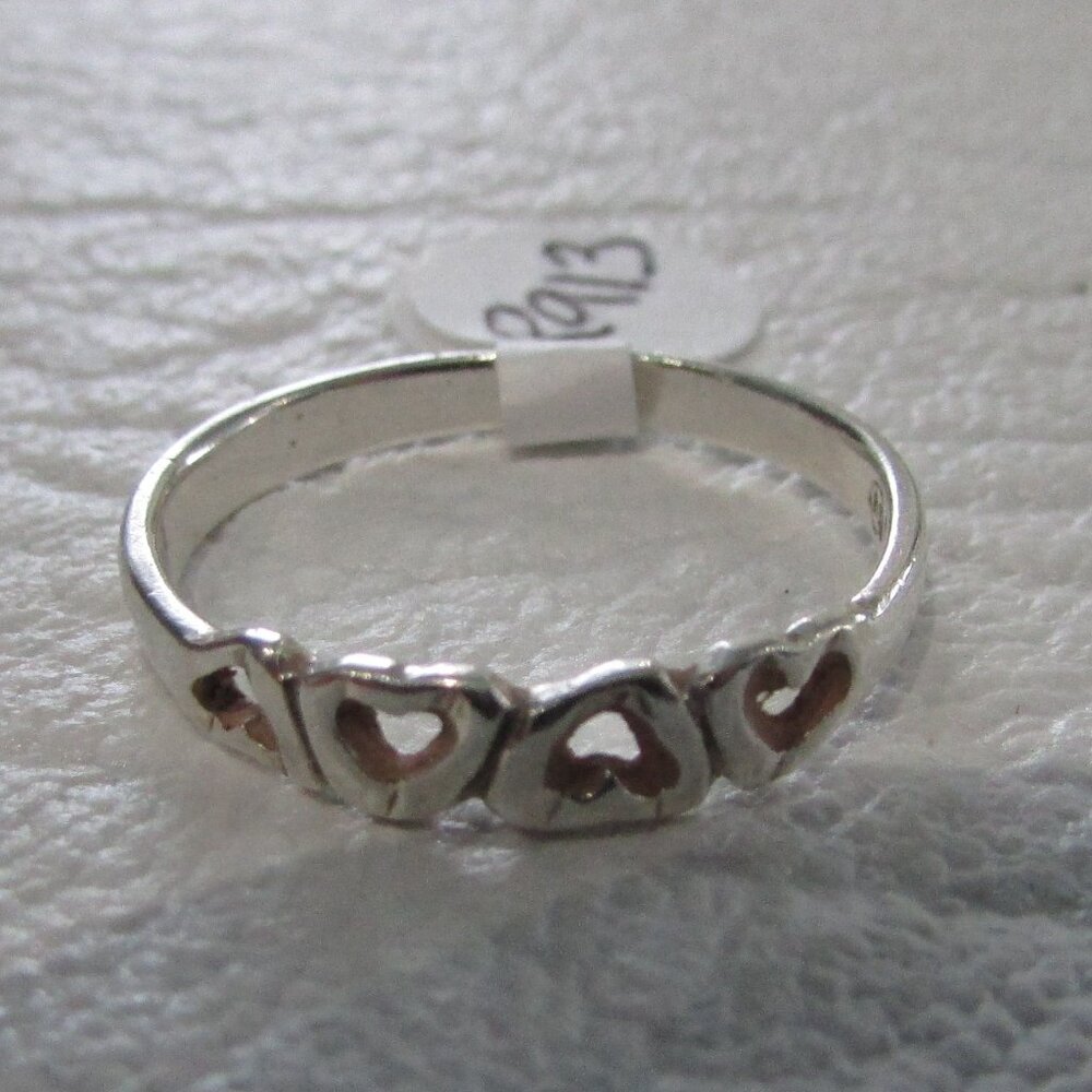 Sterling Silver 925 4 Heart Ring - Sz 9